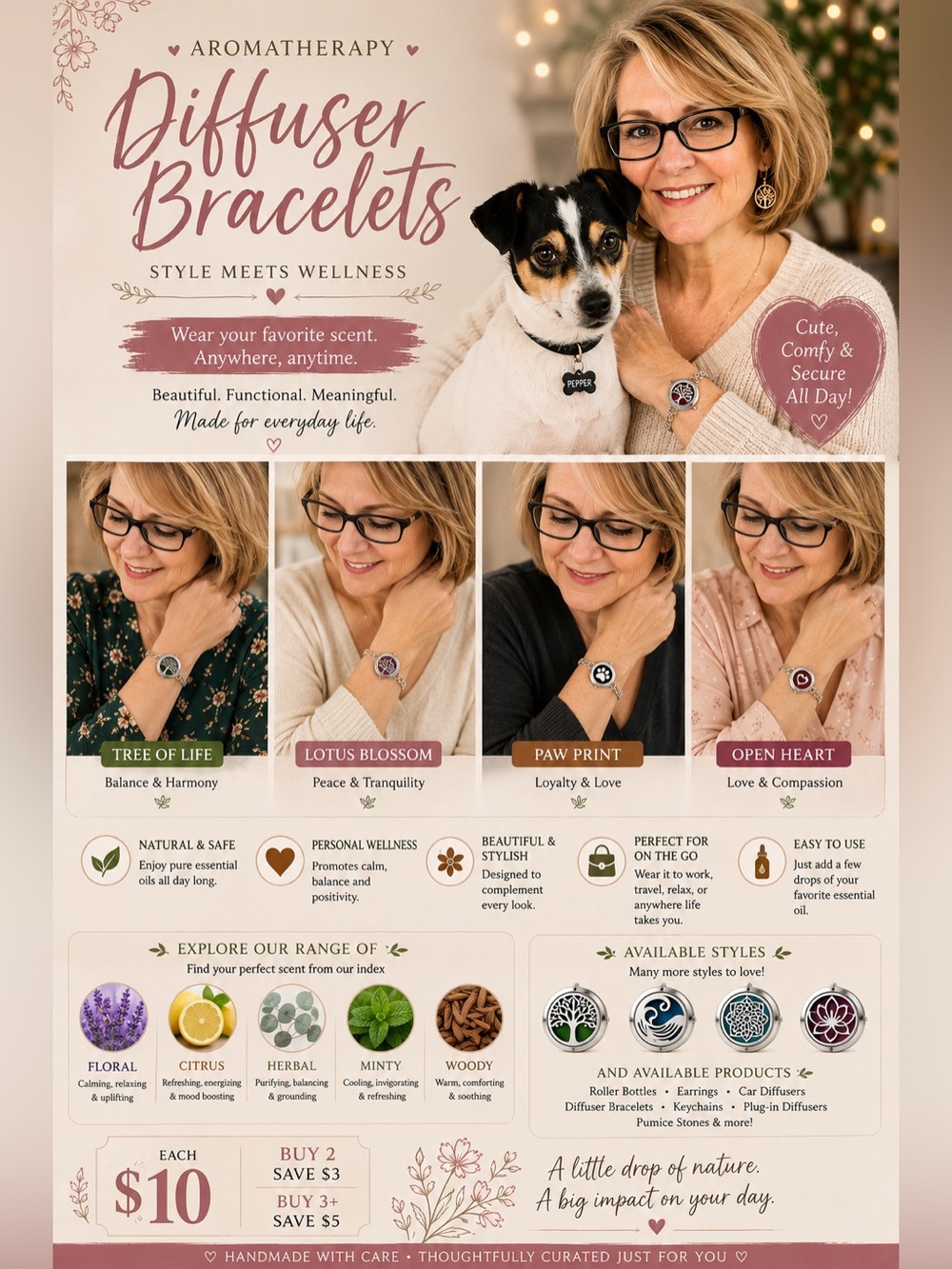 Personalized Aromatherapy Bracelet Gift Set